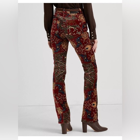 Lauren Ralph Lauren Tapestry Print Velvet High-Rise Boot Pant - Picture 5 of 5